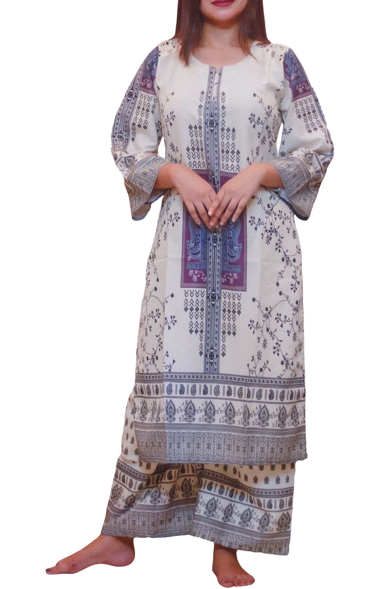 2 Piece Off-White Women’s Silk Premium Set