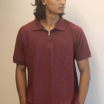 Maroon Zipper Old Money Premium Men’s Polo T-Shirt
