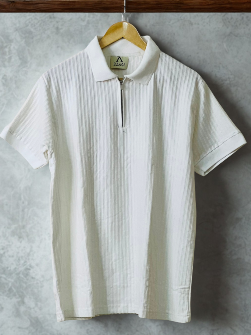 Off White Zipper Old Money Premium Men’s Polo T-Shirt