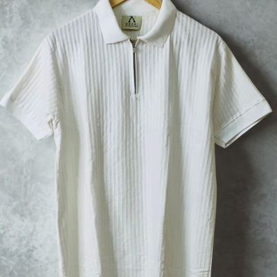 Off White Zipper Old Money Premium Men’s Polo T-Shirt