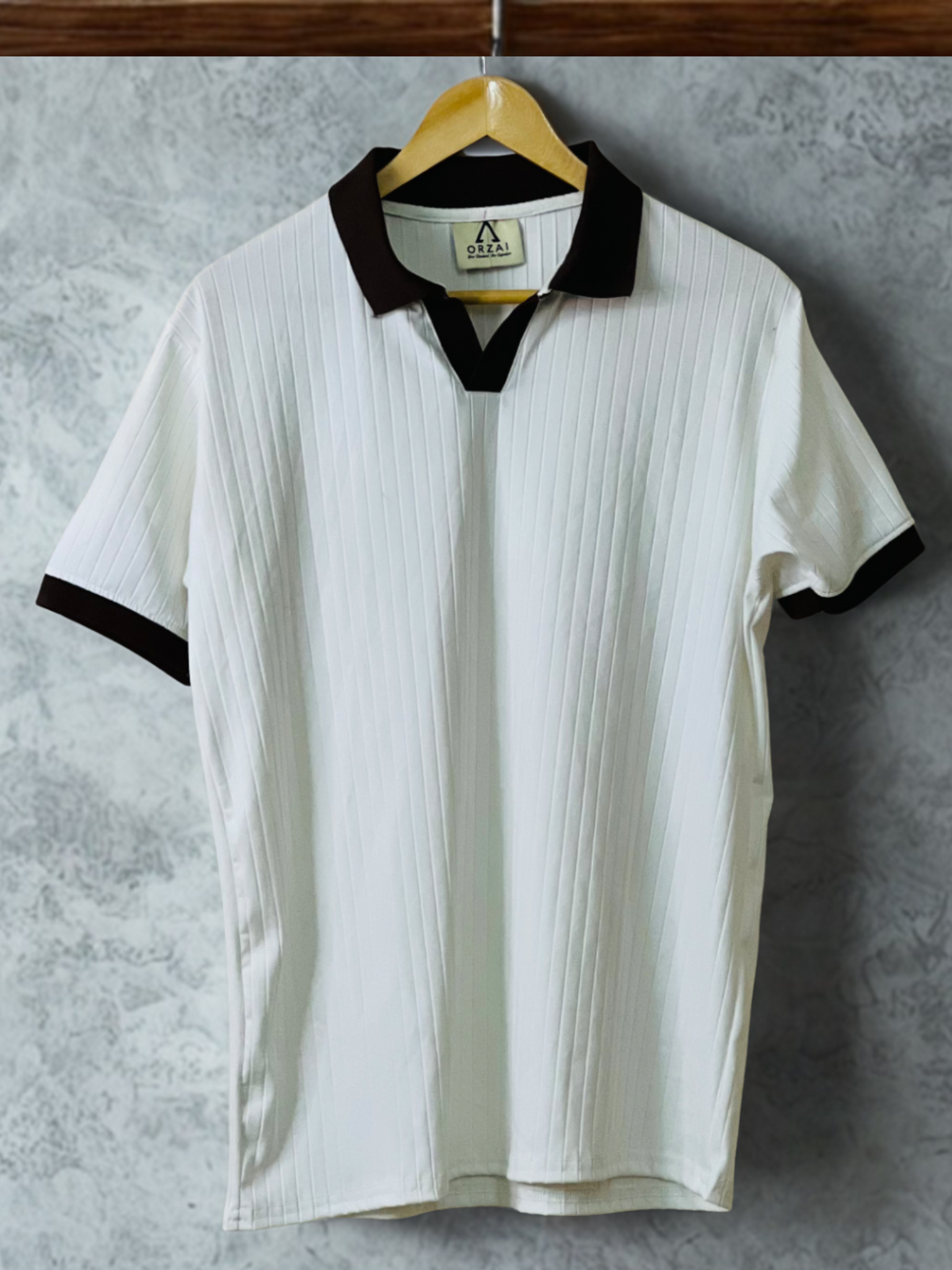 White with Brown Contrast - Old Money Premium Polo T-Shirt