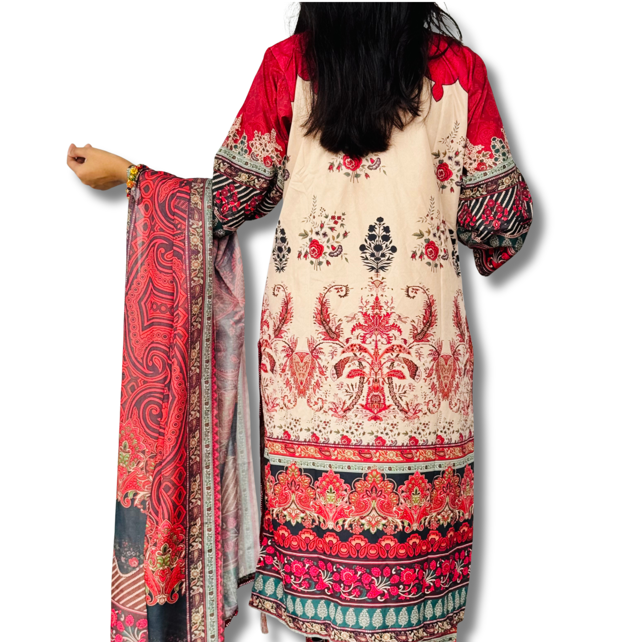 3 Piece Red Women’s Silk Premium Set - Image 3