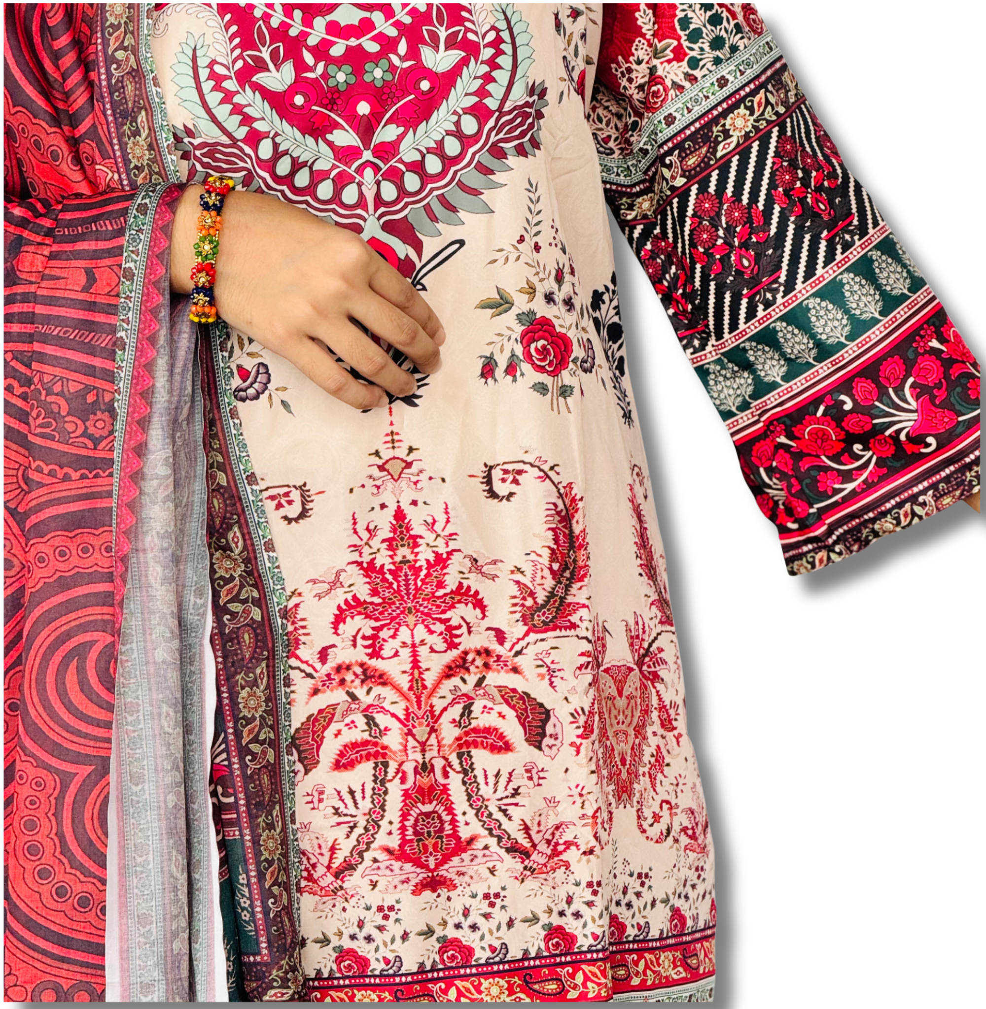 3 Piece Red Women’s Silk Premium Set - Image 2