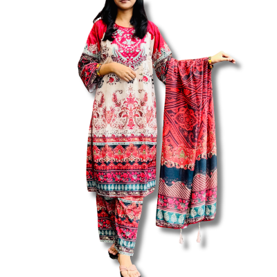 3 Piece Red Women’s Silk Premium Set