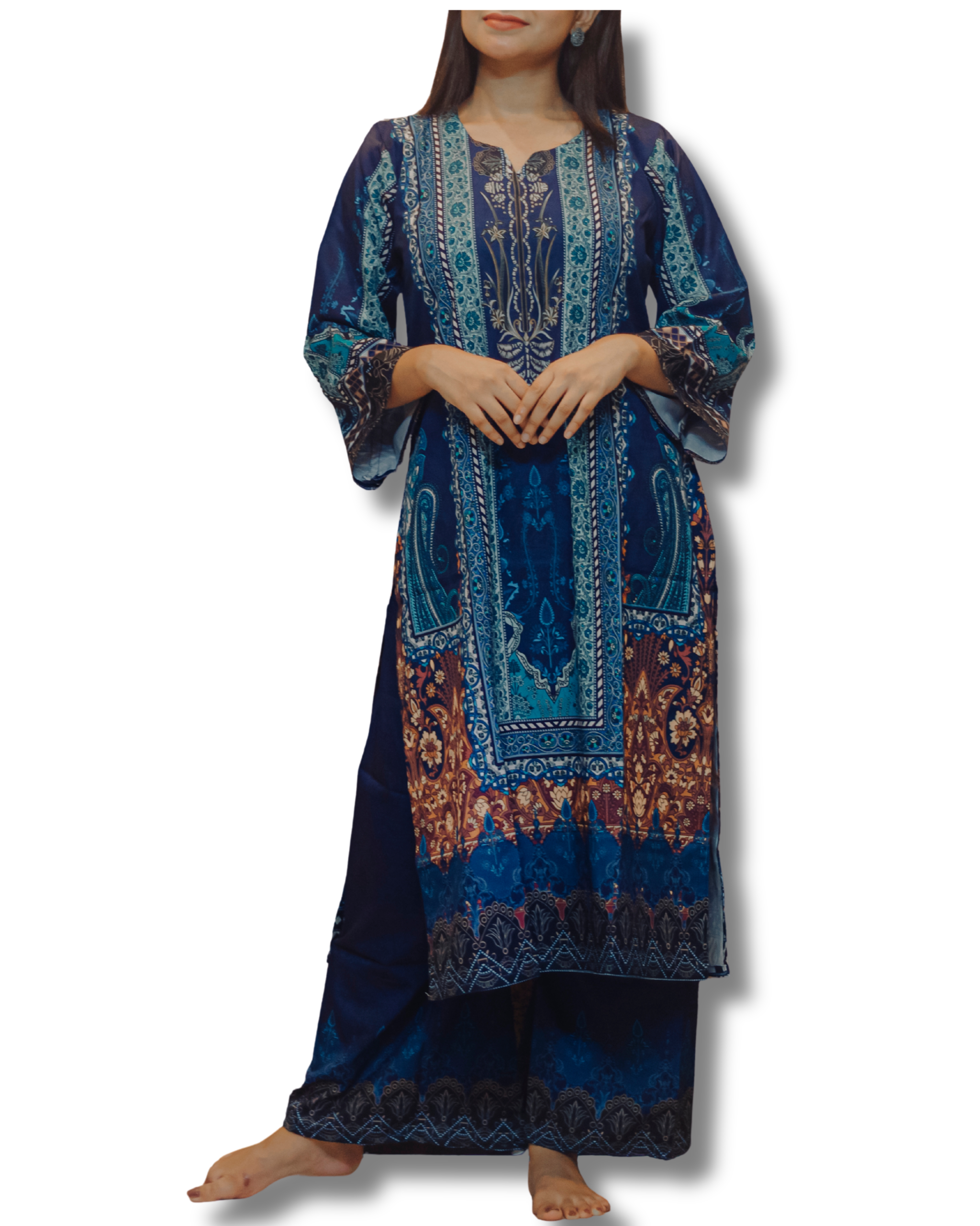 2 Piece Blue Women’s Silk Luxury Set