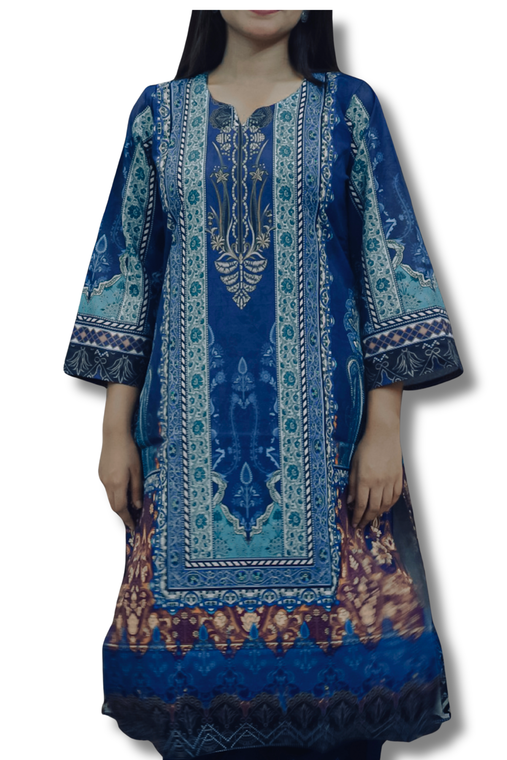 2 Piece Blue Women’s Silk Luxury Set - Image 3