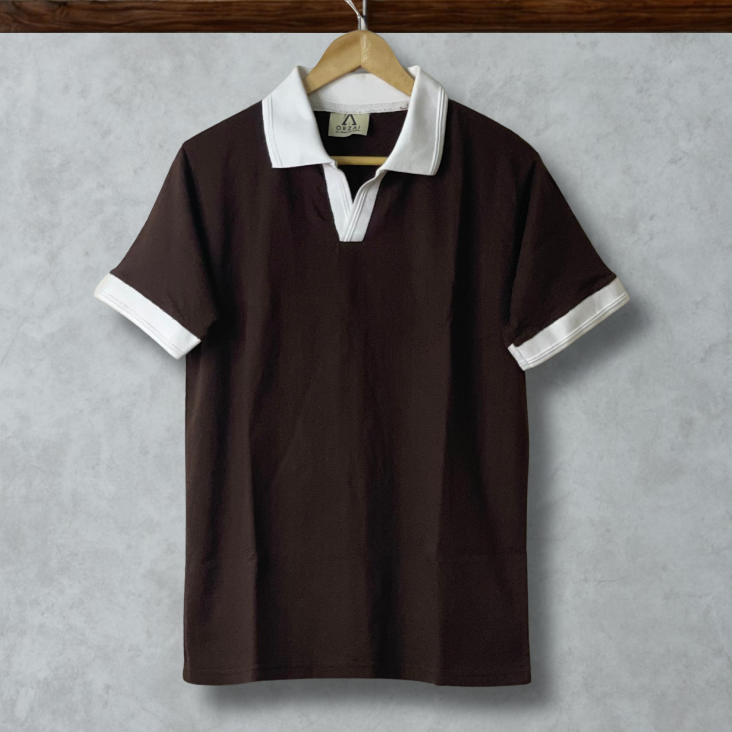 Deep Brown with White Contrast - Old Money Premium Polo T-Shirt