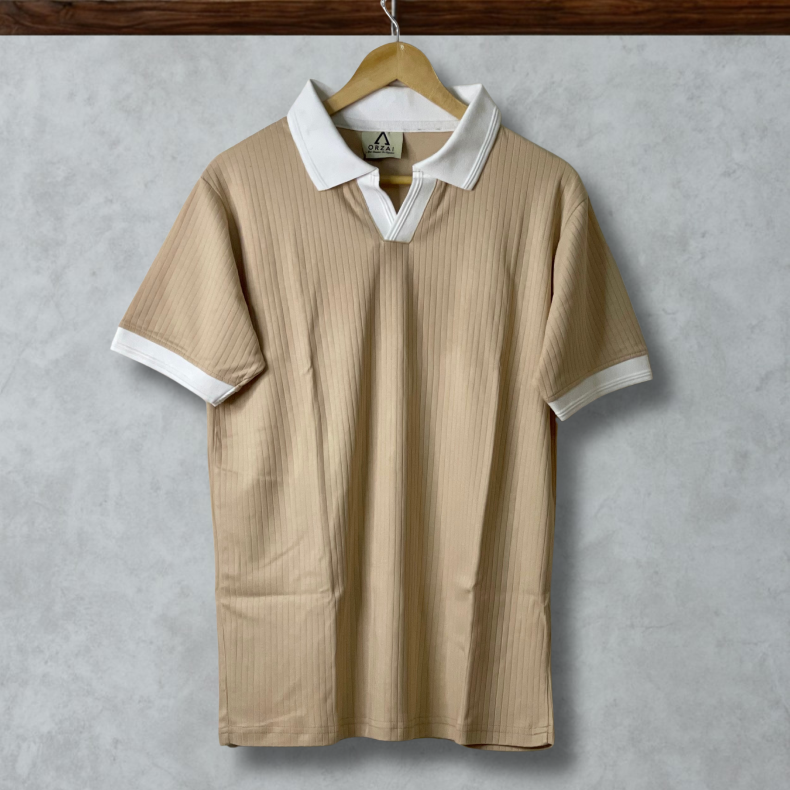 Beige with White Contrast - Old Money Premium Polo T-Shirt