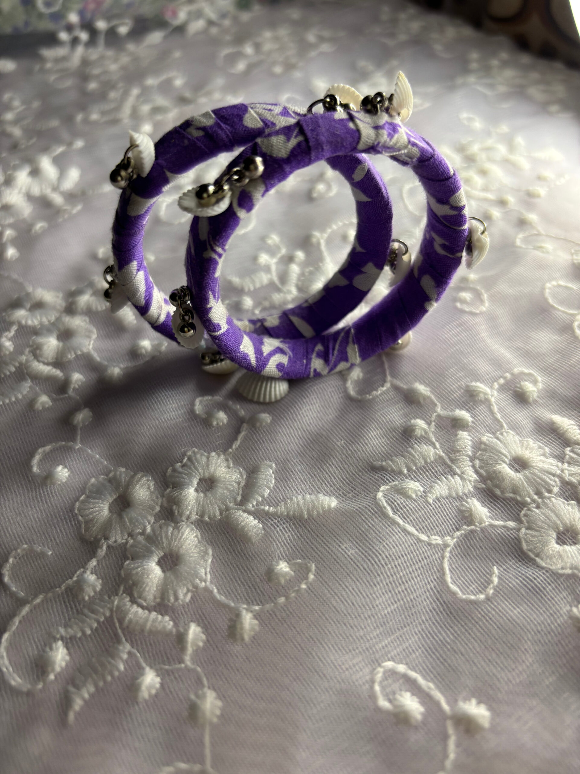 Handmade Threaded Bangle- 1 Pair - Purple - Image 3