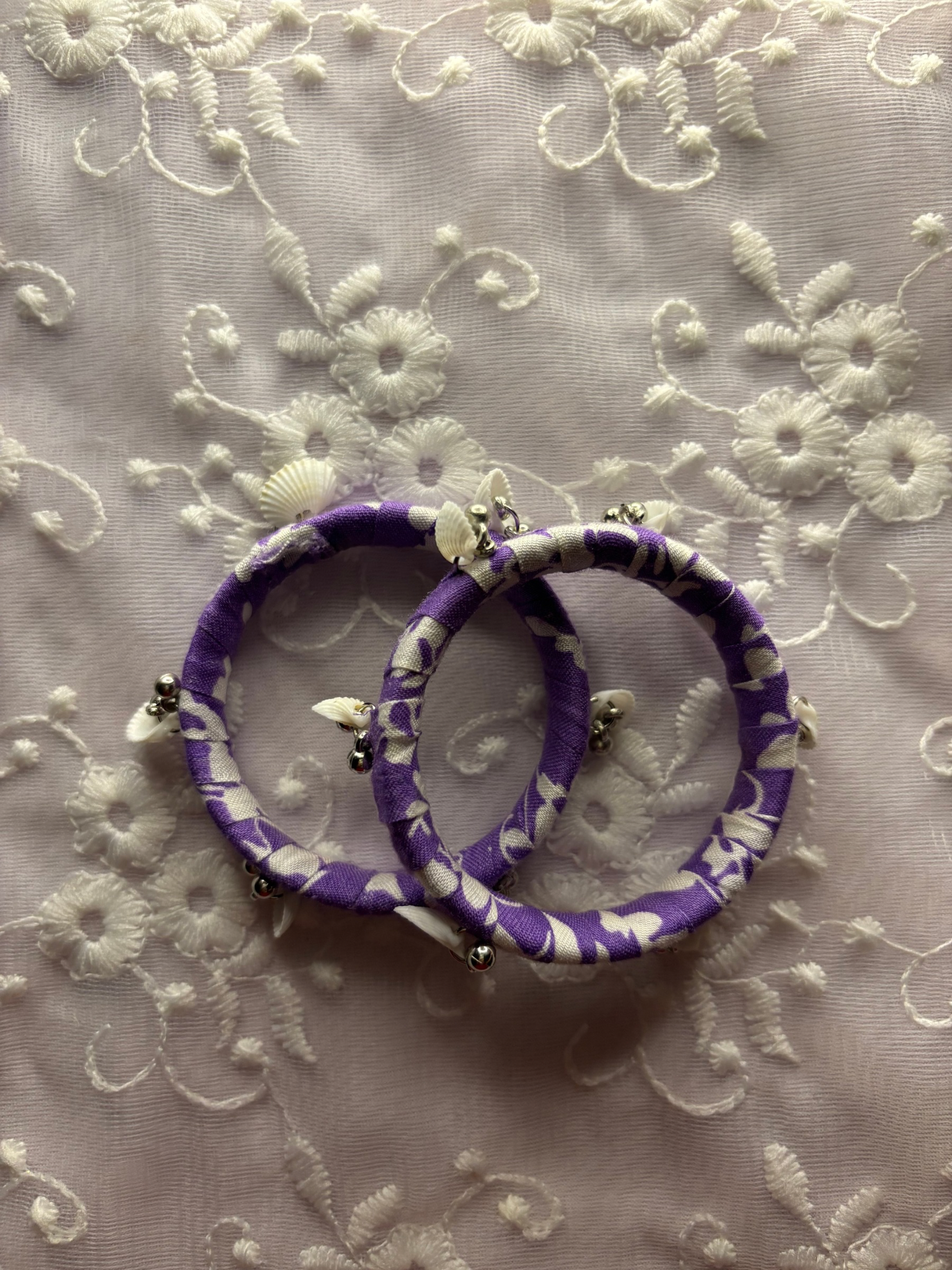 Handmade Threaded Bangle- 1 Pair - Purple - Image 2