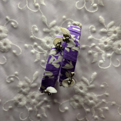 Handmade Threaded Bangle- 1 Pair - Purple