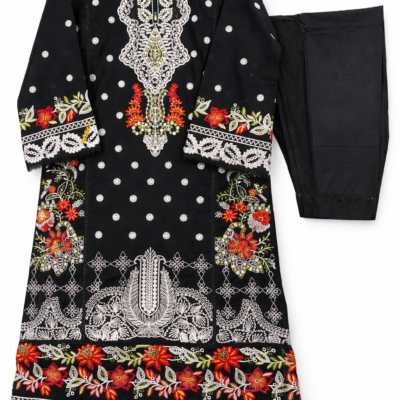 Black Bloom Premium Cotton Embroidered 3-Piece